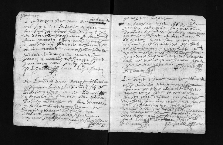 Collection du greffe. Baptêmes, mariages, sépultures, 1668