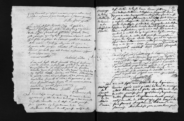 Collection du greffe. Baptêmes, mariages, sépultures, 1765