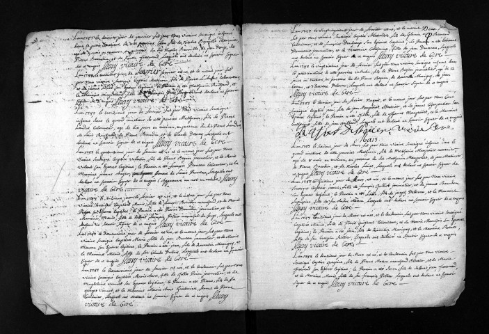 Collection du greffe. Baptêmes, mariages, sépultures, 1747