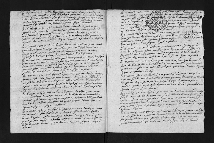 Baptêmes, mariages, sépultures, 1731