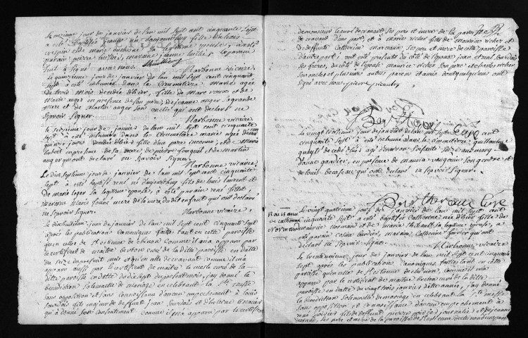 Collection du greffe. Baptêmes, mariages, sépultures, 1757