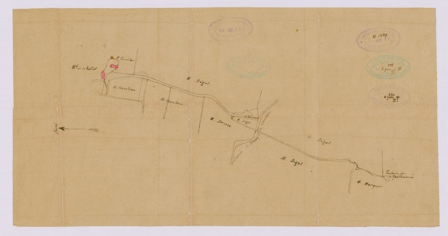 Plan du ruisseau de la Volette sur calque (2 juin 1896)