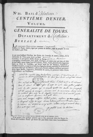 Centième denier et insinuations suivant le tarif (28 août 1772-30 novembre 1773)