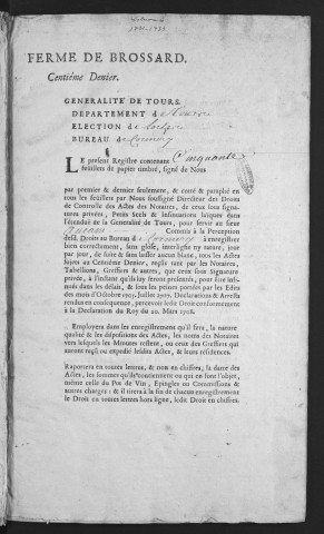 Centième denier et insinuations suivant le tarif (1er avril 1731-1er février 1733)