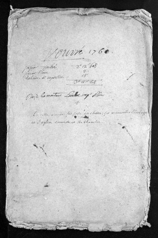 Collection du greffe. Baptêmes, mariages, sépultures, 1760