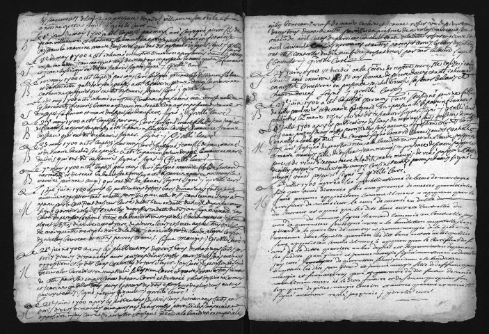 Collection du greffe. Baptêmes, mariages, sépultures, 1700-1701
