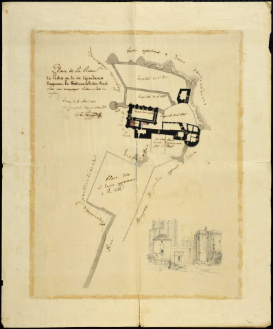 Plan de la prison et de ses dépendances comprenant les bâtiments de la Tour carrée.