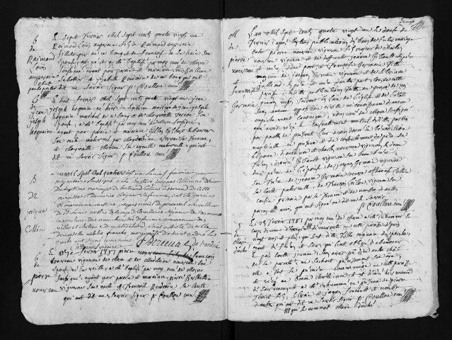 Collection du greffe. Baptêmes, mariages, sépultures, 1781-1782