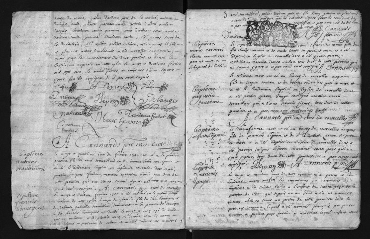 Collection communale. Baptêmes, mariages, sépultures, 1700-janv 1742 - Le registre est relié dans le désordre - Les années 1717, 1718 et 1731 sont lacunaires.