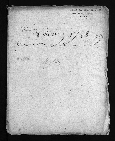 Collection du greffe. Baptêmes, mariages, sépultures, 1758