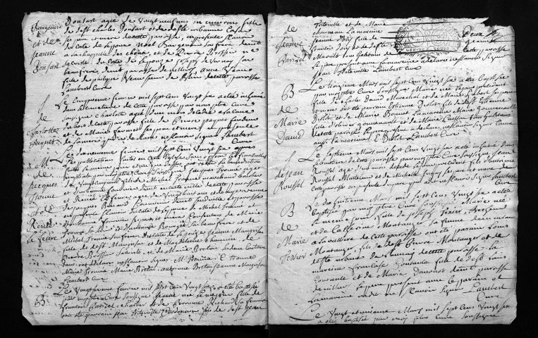 Collection du greffe. Baptêmes, mariages, sépultures, 1726