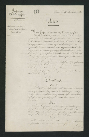 Autorisation de modifier le vannage de décharge (15 novembre 1853)