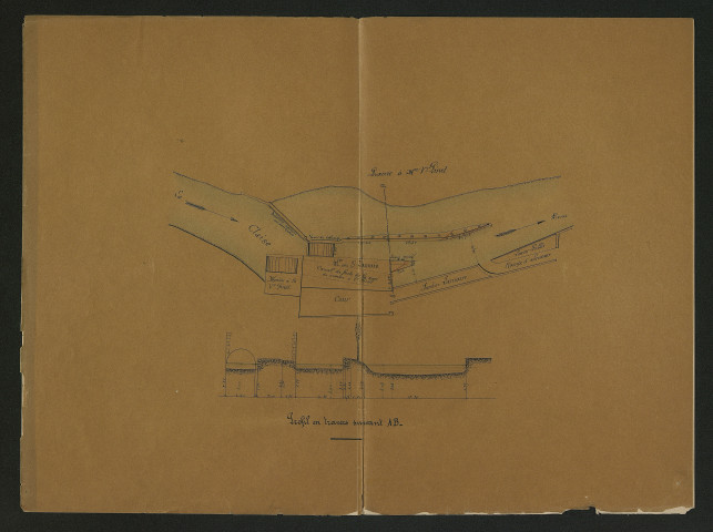 Plainte sur l'interruption du courant d'eau du moulin Pinet. Plan de la Claise et des moulins. Plan d'Abilly (4 juin 1888)