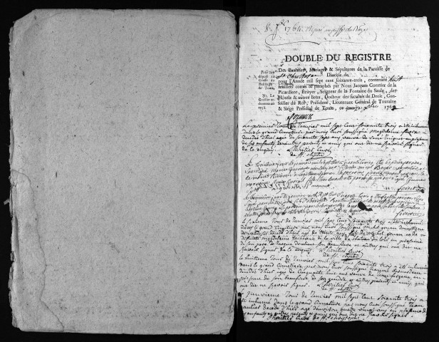 Collection du greffe. Baptêmes, mariages, sépultures, 1763