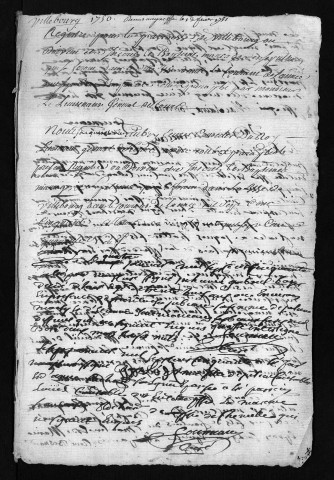 Collection du greffe. Baptêmes, mariages, sépultures, 1750