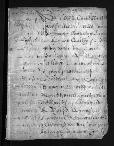 Collection du greffe. Baptêmes, mariages, sépultures, 1733