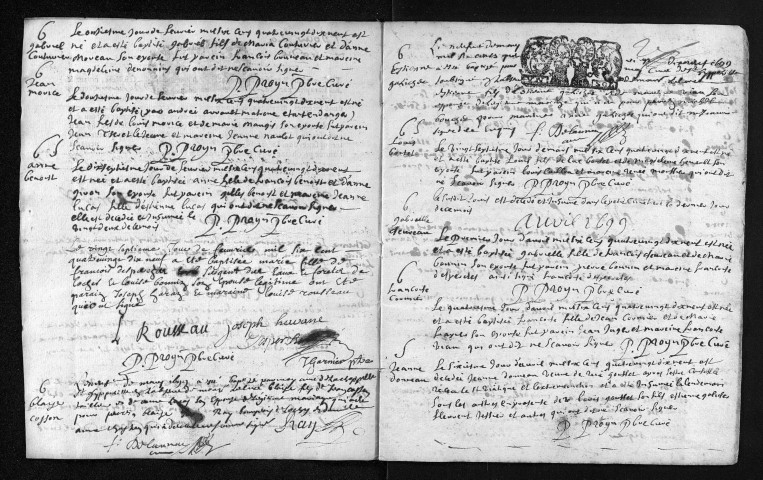 Baptêmes, mariages, sépultures, 1699