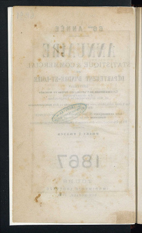 Annuaire statistique et commercial du département de l'Indre-et-Loire - 1867.