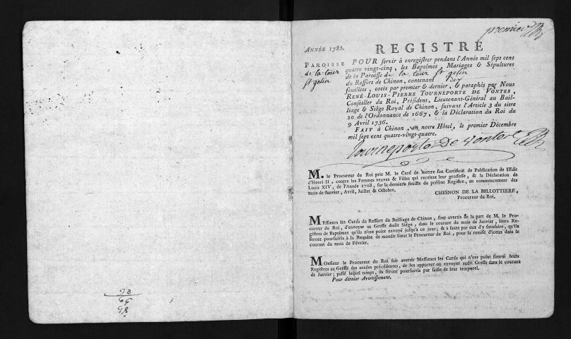 Baptêmes, mariages, sépultures, 1785