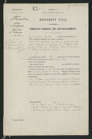 Procès-verbal de récolement (4 juillet 1861)