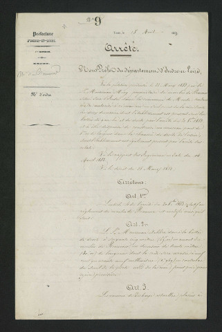 Arrêté (15 avril 1853)