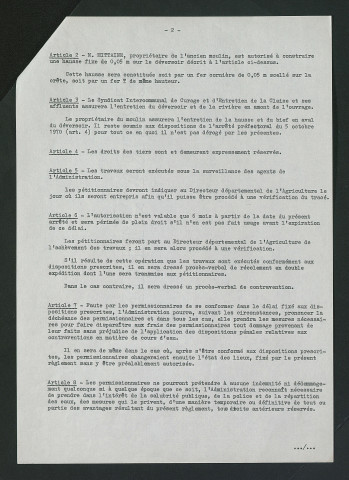 Arrêté autorisant la création d'un déversoir (5 avril 1976)