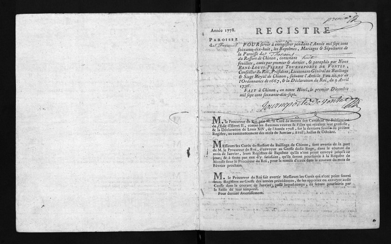 Baptêmes, mariages, sépultures, 1778