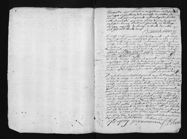 Collection du greffe. Baptêmes, mariages, sépultures, 1740