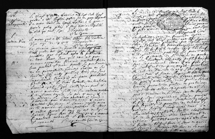 Collection du greffe. Baptêmes, mariages, sépultures, 1724