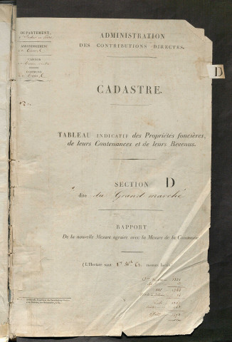 Etats des sections D et E (1834-1836).