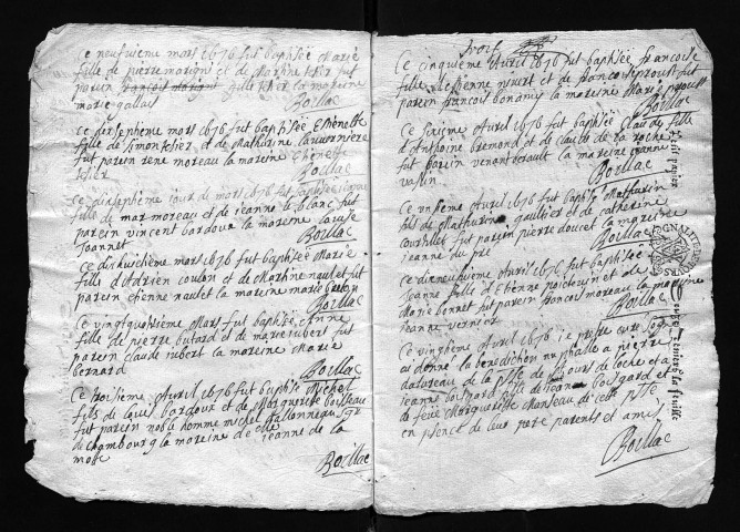 Collection communale. Baptêmes, mariages, sépultures, 1676-1690
