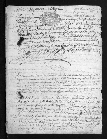 Baptêmes, mariages, sépultures, 1689