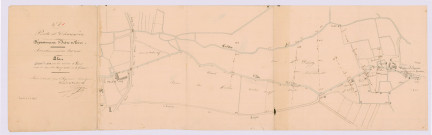 Plan de la rivière d'Esves entre le moulin Neuf et celui de la Grouaie (30 décembre 1840)