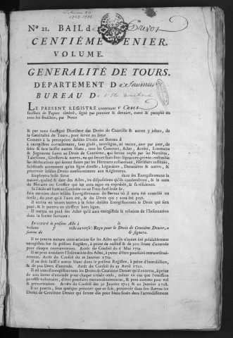 Centième denier et insinuations suivant le tarif (29 septembre 1769-4 mai 1772)
