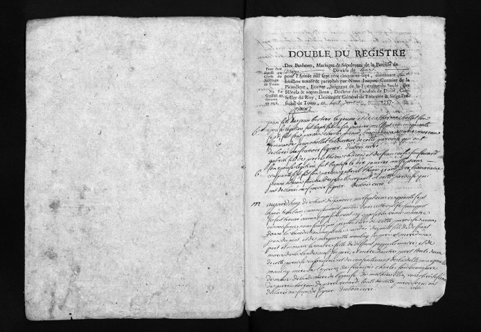 Collection du greffe. Baptêmes, mariages, sépultures, 1757