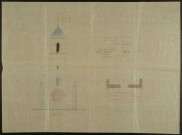 Plan de la façade principale de l'église (1870). Projet de sacristie : plan (1888).