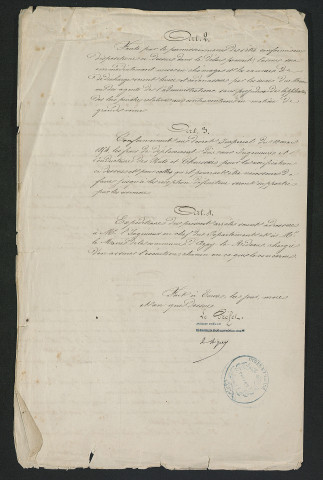 Travaux réglementaires. Mise en demeure d'exécution (29 février 1856)