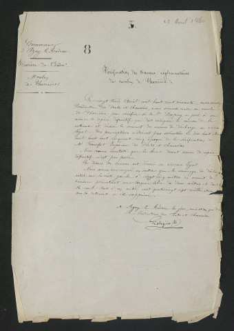 Procès-verbal de vérification (23 avril 1860)