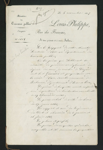Règlement d'eau (3 novembre 1845)