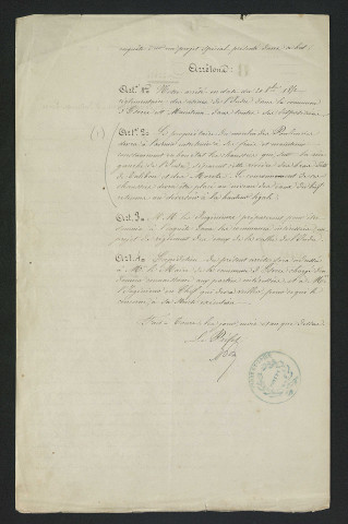 Arrêté préfectoral maintenant celui du 20 octobre 1852 et prescrivant lentretien des chaussées du moulin des Poulineries (2 décembre 1854)