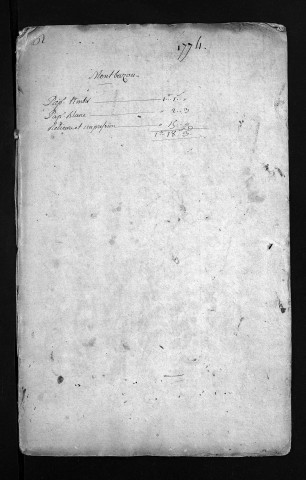 Collection du greffe. Baptêmes, mariages, sépultures, 1774