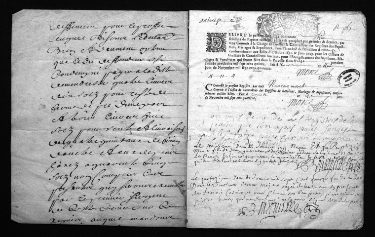 Collection du greffe. Baptêmes, mariages, sépultures, 1715 - Les années 1695-1714 sont lacunaires dans cette collection