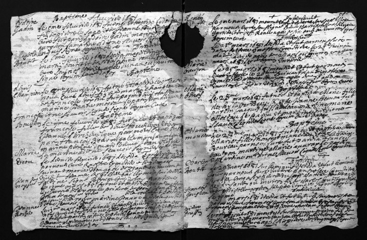 Collection du greffe. Baptêmes, mariages, sépultures, 1681 - Les années 1679-1680 sont lacunaires dans les deux collections