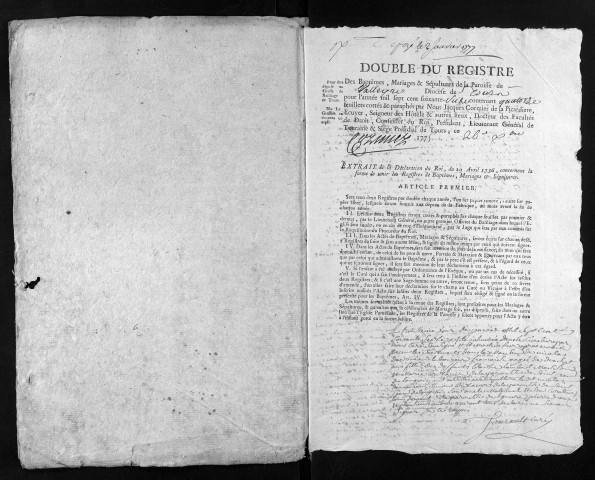 Baptêmes, mariages, sépultures, 1776