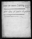 Collection du greffe. Baptêmes, mariages, sépultures, 1773-1775