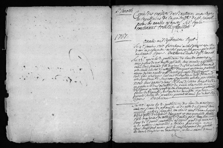 Baptêmes, mariages, sépultures, 1707-1713