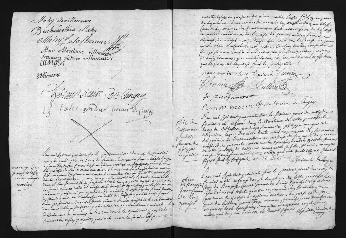 Collection du greffe. Baptêmes, mariages, sépultures, 1746