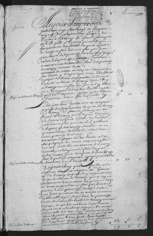 Centième denier et insinuations suivant le tarif (3 juillet 1720-29 mars 1725)
