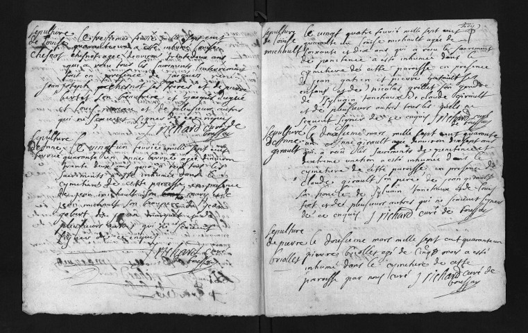 Collection du greffe. Baptêmes, mariages, sépultures, janvier-9 mai 1741 - Les mois de mai à décembre sont lacunaires dans cette collection