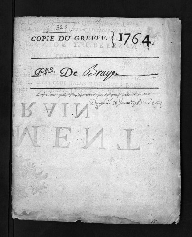 Collection du greffe. Baptêmes, mariages, sépultures, 1764